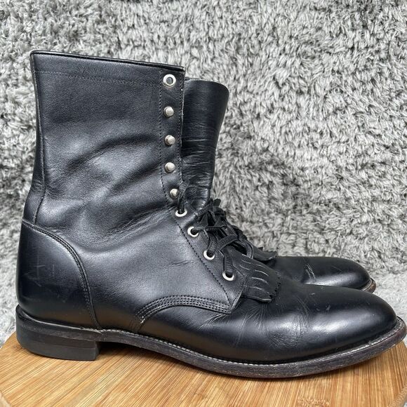 Vintage Justin Boots Leather Lace Up Kiltie Packer Men's 12 B 506 - Picture 1 of 10
